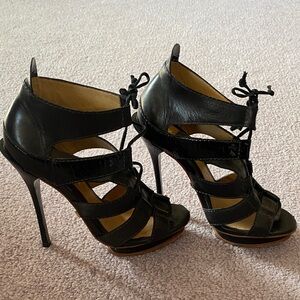 L.A.M.B. Black Strappy High Heel Sandals by